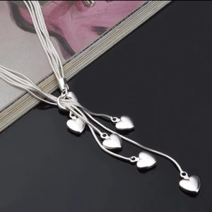 Sterling silver plated heart necklace, 925 jewelry